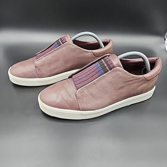 Vince Cantara Leather Slip On Sneakers Burgundy Size 9 US 39 EU Platform Knit - Picture 3 of 14